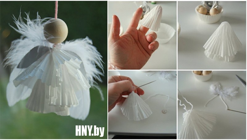 #2 Ангелы из бумаги: делаем елочные игрушки своими руками из конфетных оберток