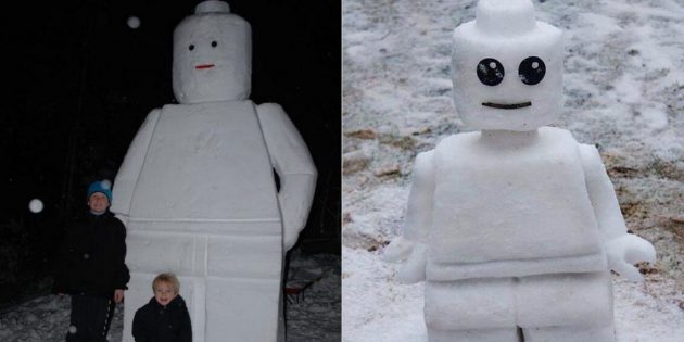 Снежные фигуры своими руками: лего-человечек