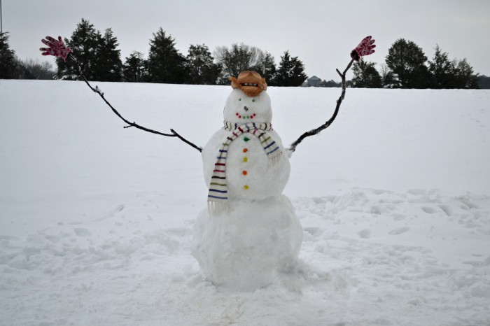 Лепка снеговика из снега своими руками
