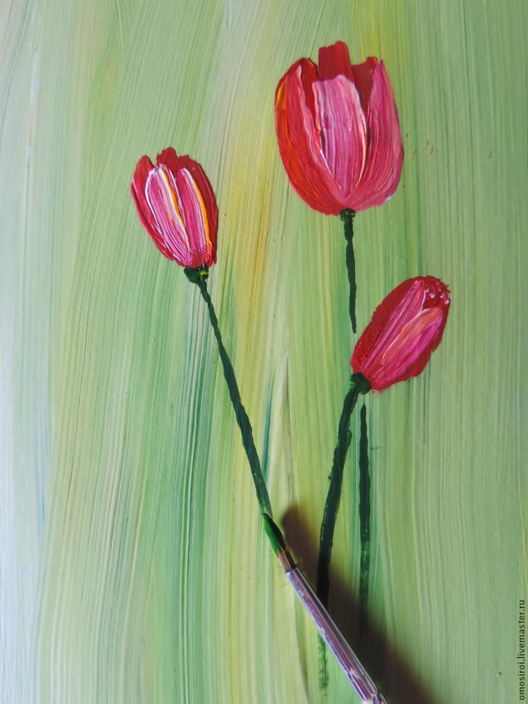 Живопись легко: нежные тюльпаны методом правополушарного рисования, фото № 19