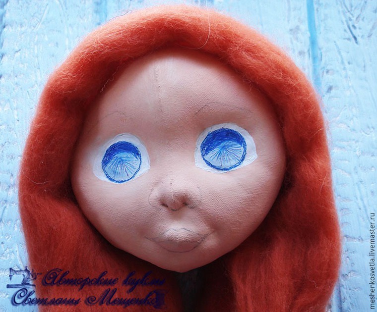 Как нарисовать радужку глаз текстильной куклы акварельными карандашами, фото № 5