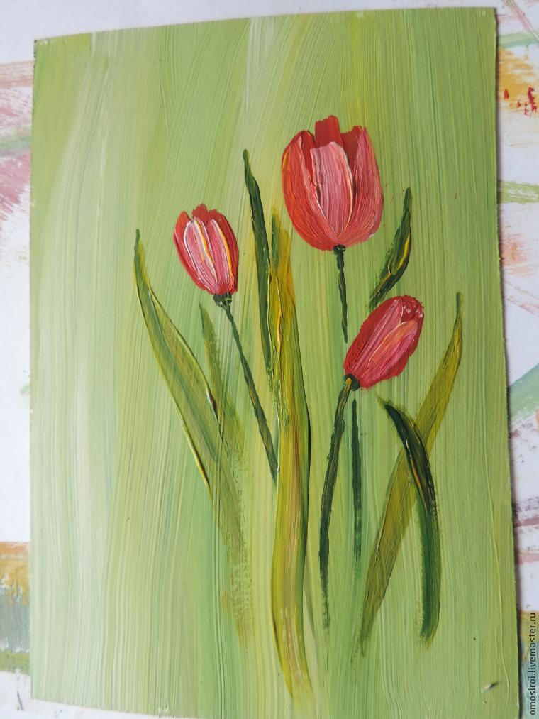 Живопись легко: нежные тюльпаны методом правополушарного рисования, фото № 20