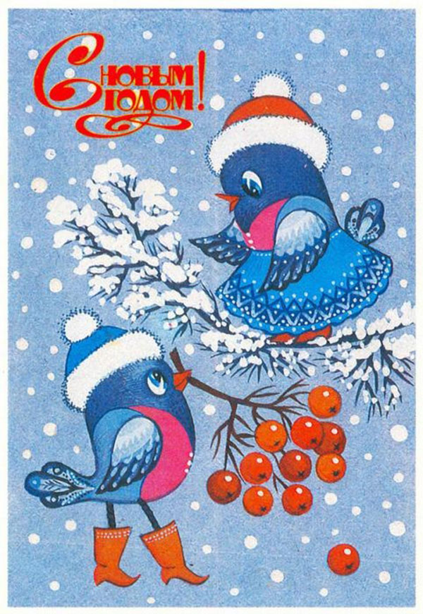 Снегири на старых новогодних открытках: неисчерпаемый источник вдохновения, фото № 9
