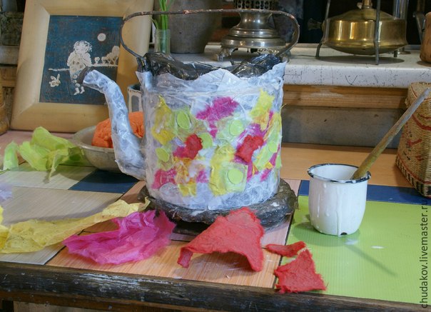 Мастер-класс: делаем необычный чайник-светильник из папье-маше, фото № 8