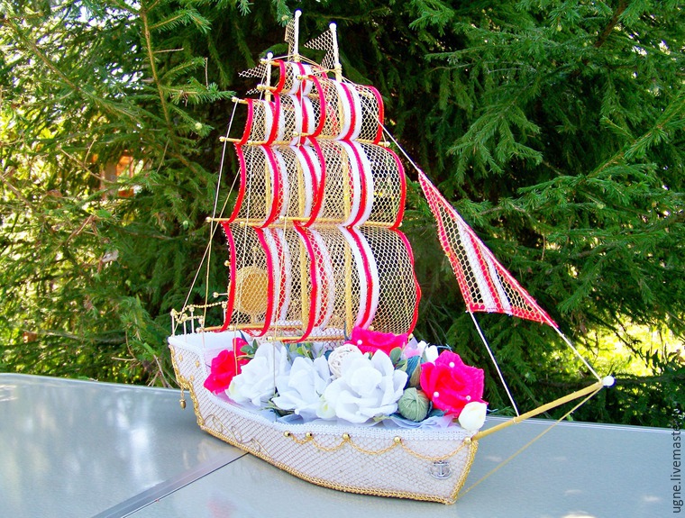 Мастер-класс: свадебный корабль из конфет, фото № 27