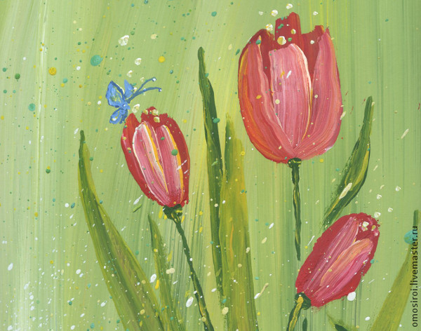 Живопись легко: нежные тюльпаны методом правополушарного рисования, фото № 21