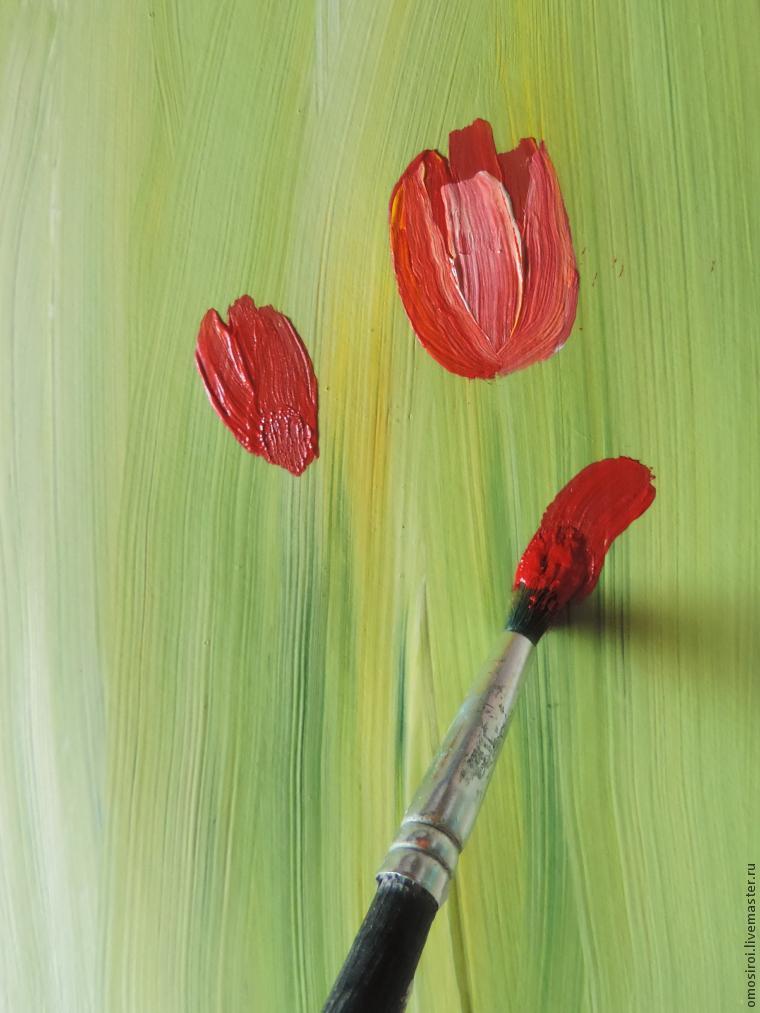 Живопись легко: нежные тюльпаны методом правополушарного рисования, фото № 17