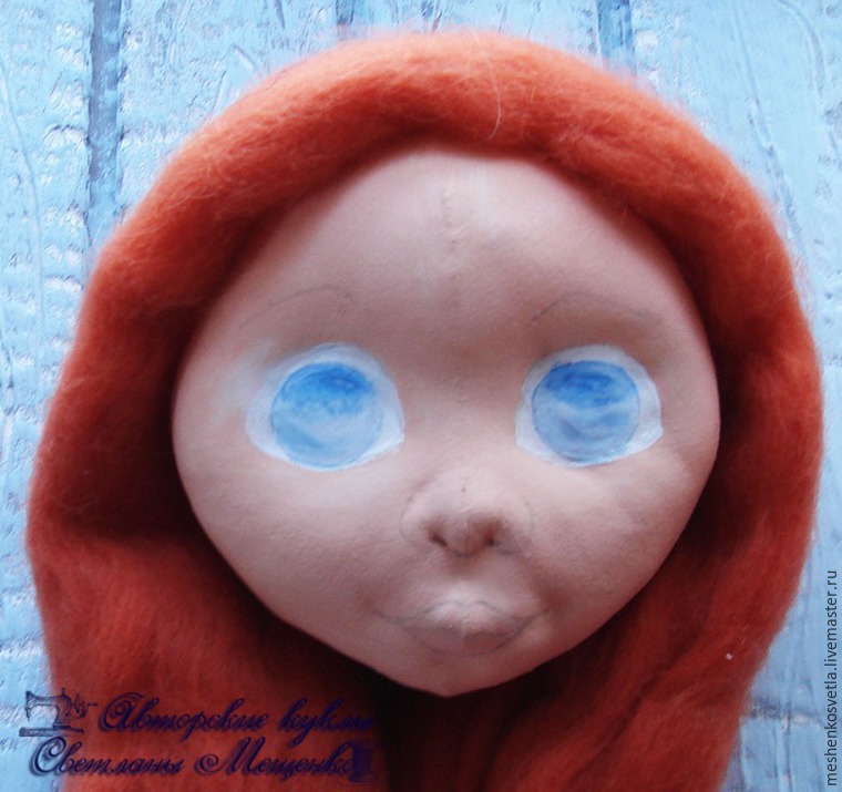 Как нарисовать радужку глаз текстильной куклы акварельными карандашами, фото № 4