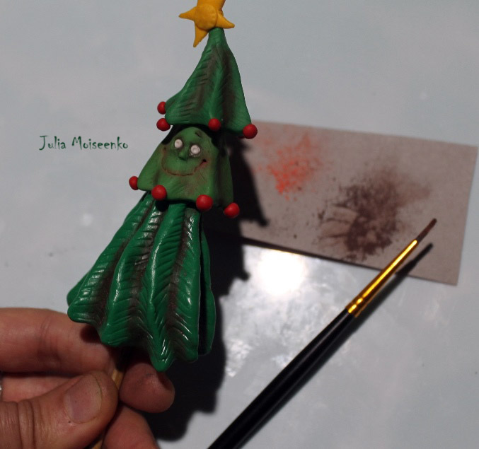 Лепим веселую новогоднюю ёлочку из полимерной глины. Часть 2, фото № 3