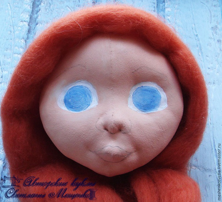 Как нарисовать радужку глаз текстильной куклы акварельными карандашами, фото № 3