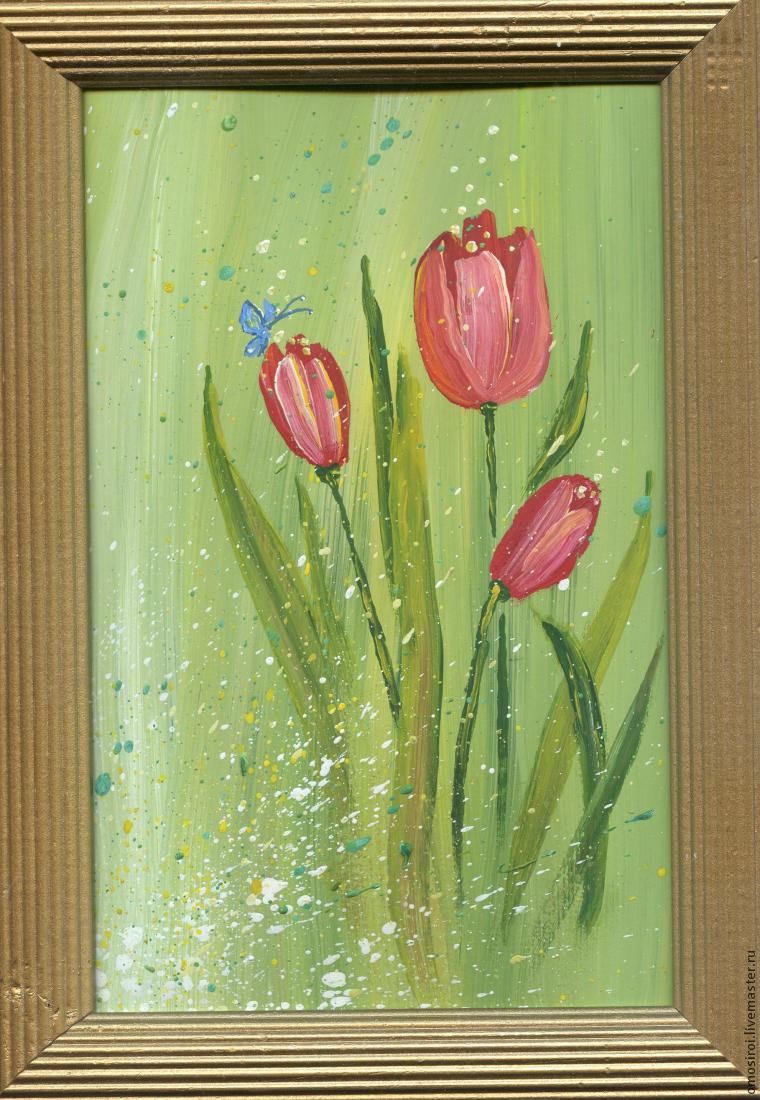 Живопись легко: нежные тюльпаны методом правополушарного рисования, фото № 23