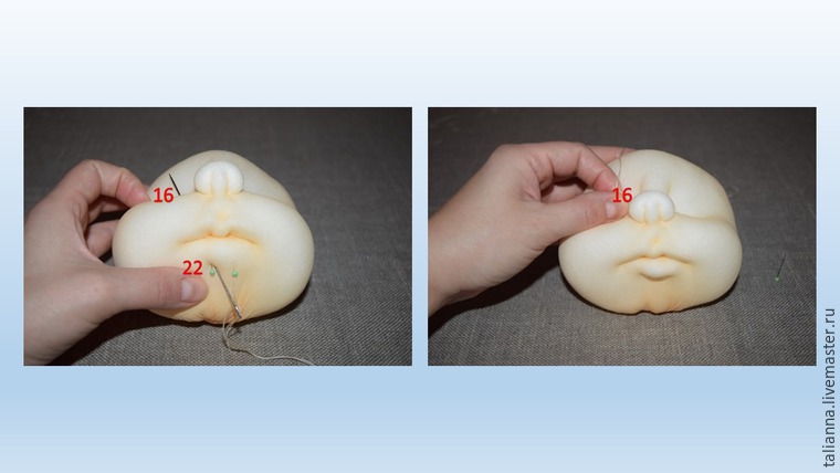 Создаем «карамельные губки» для кукол в технике «скульптурный текстиль». Утяжка губ, фото № 12