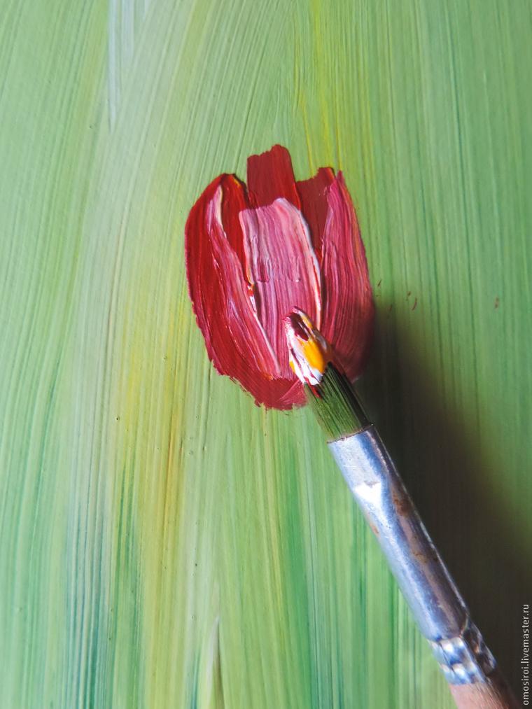 Живопись легко: нежные тюльпаны методом правополушарного рисования, фото № 16