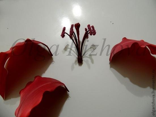 Сборка цветка из ткани ЛИЛИЯ (фото мастер-класс), фото № 6
