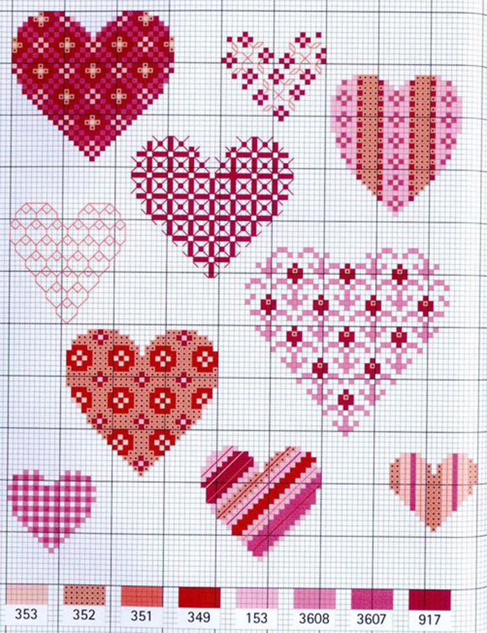 От чистого сердца: 40 простых схем вышивки сердечек крестиком, фото № 36
