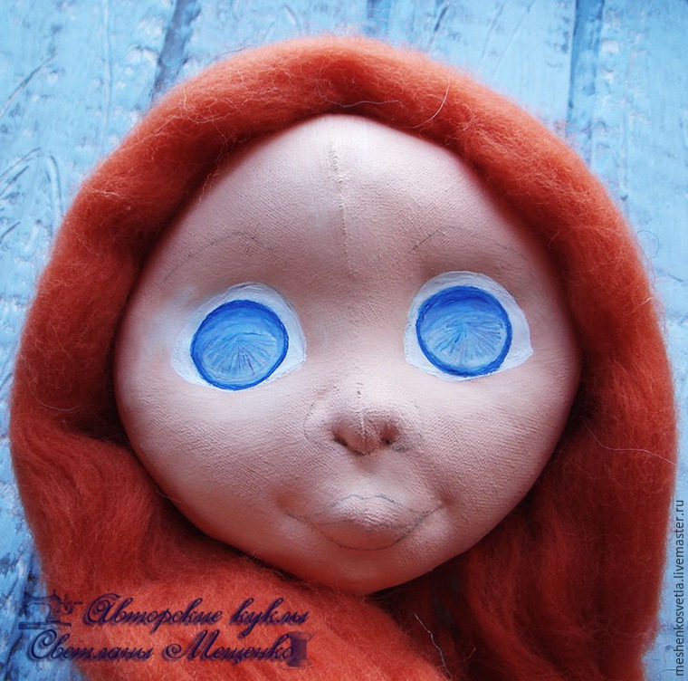 Как нарисовать радужку глаз текстильной куклы акварельными карандашами, фото № 7