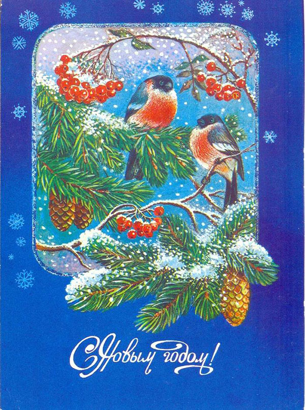 Снегири на старых новогодних открытках: неисчерпаемый источник вдохновения, фото № 17