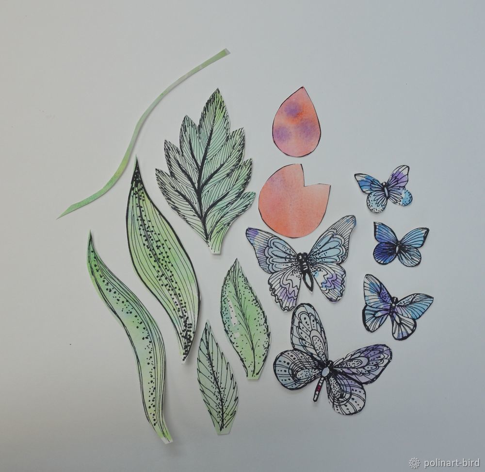 Делаем из бумаги весеннюю открытку с бабочками, фото № 21