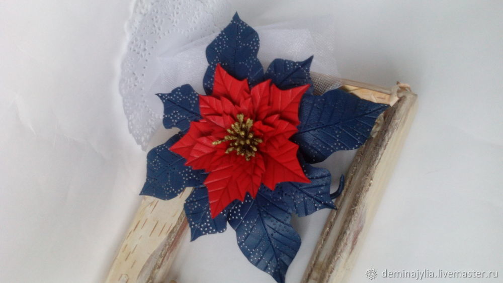 Создаем из кожи брошь «Рождественский цветок. Пуансеттия», фото № 29