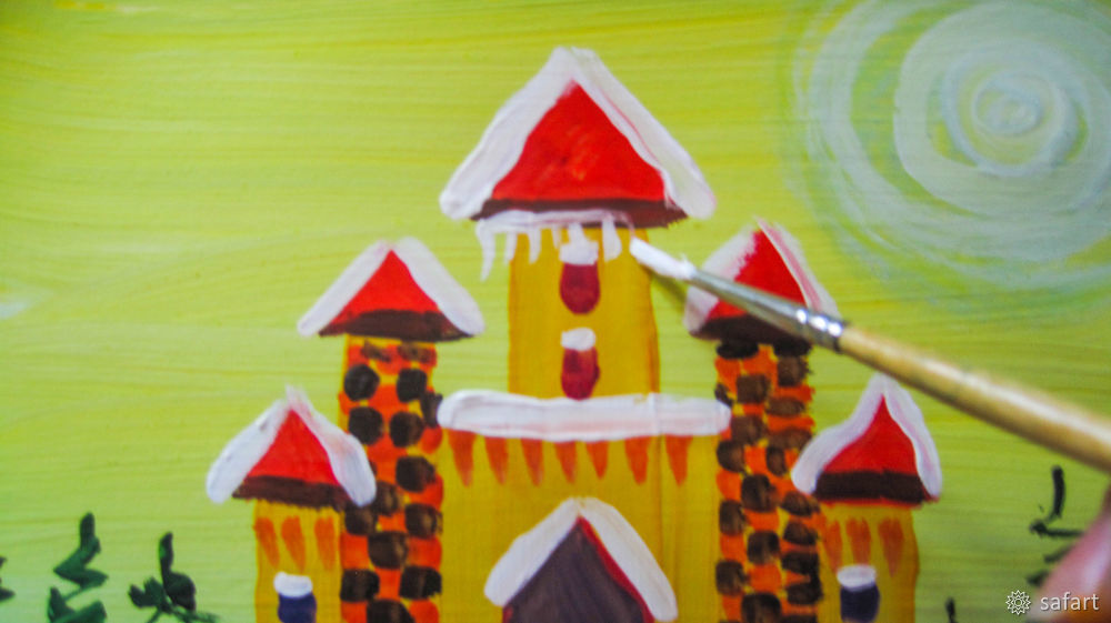 Мастер-класс для детей: рисуем сразу красками «Зимний замок», фото № 22