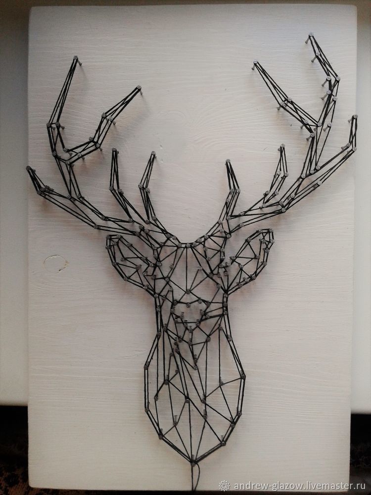 Создаем контурного оленя в технике String Art, фото № 17