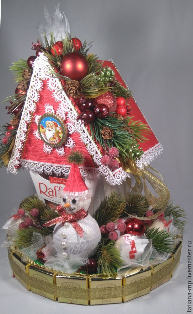 Новогодний домик Деда Мороза из коробки конфет: мастер-класс, фото № 45