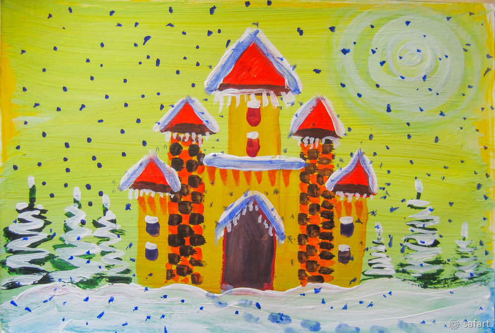 Мастер-класс для детей: рисуем сразу красками «Зимний замок», фото № 25