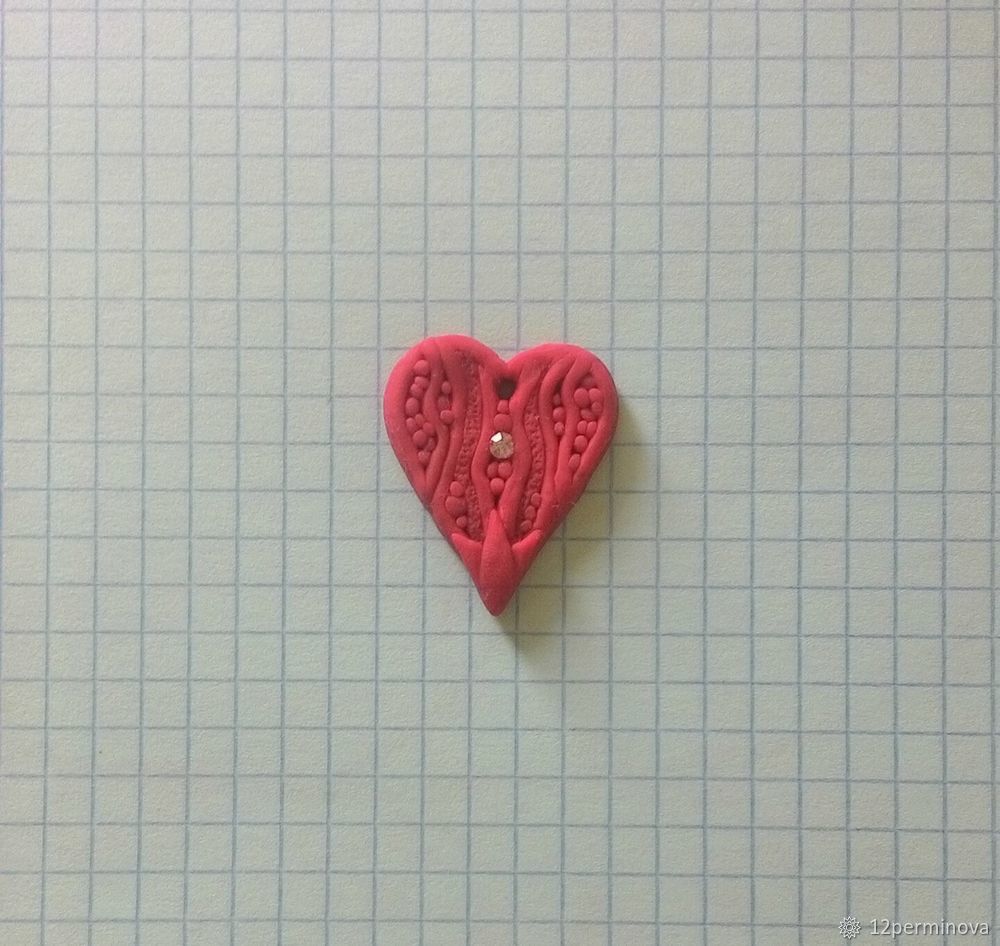 Кулон в виде сердца из полимерной глины, фото № 8