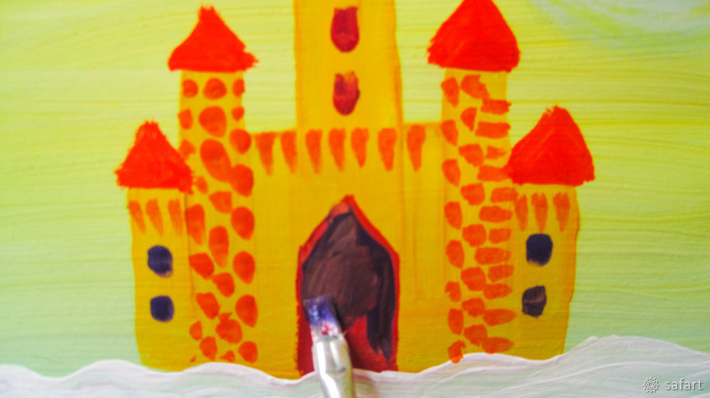 Мастер-класс для детей: рисуем сразу красками «Зимний замок», фото № 17