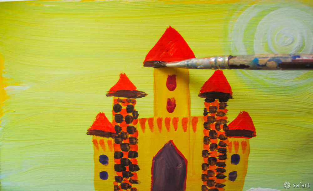 Мастер-класс для детей: рисуем сразу красками «Зимний замок», фото № 19