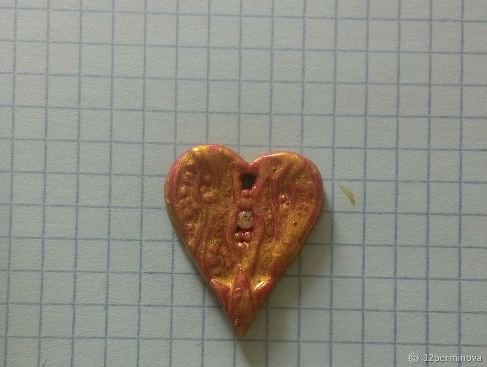 Кулон в виде сердца из полимерной глины, фото № 9