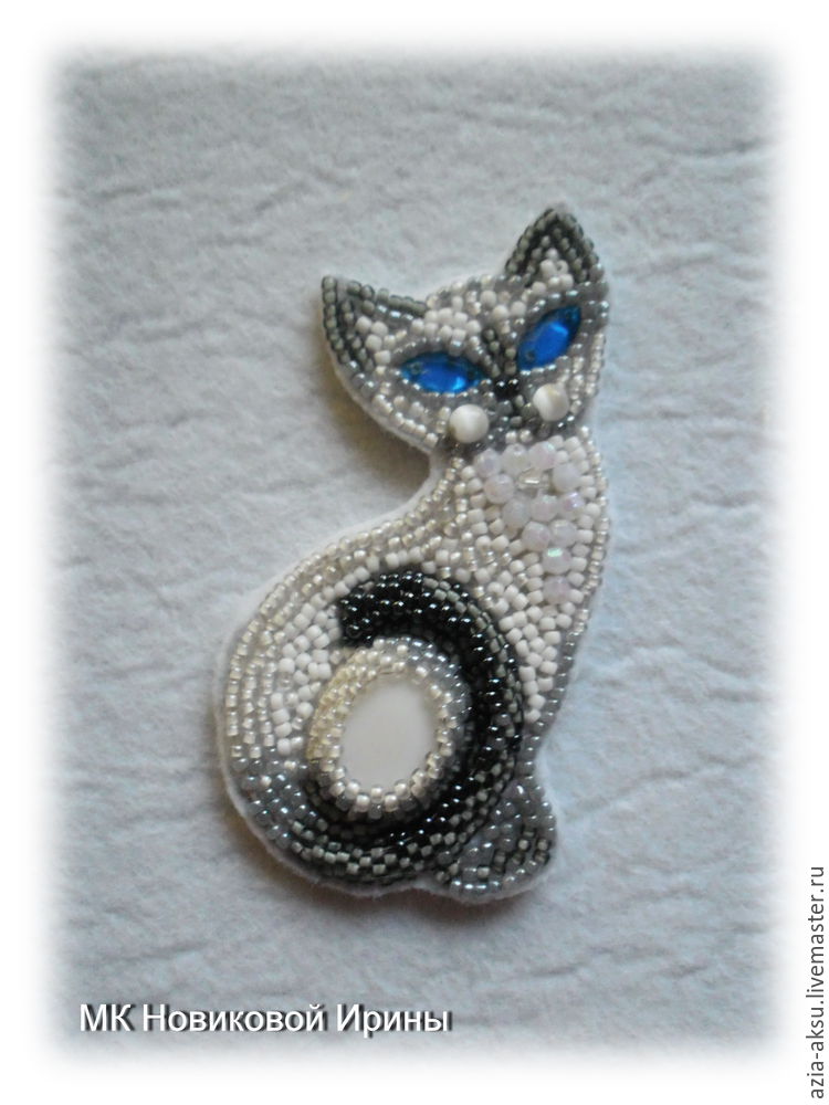 Кошка-брошка: вышиваем бисером голубоглазую сиамскую красавицу, фото № 24