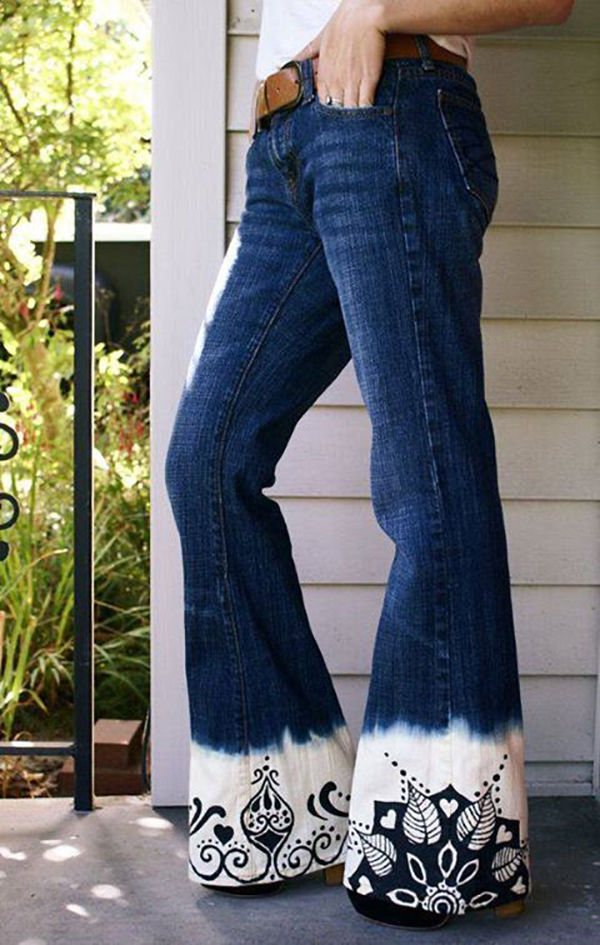 Разнообразный декор джинсов: вышивка, роспись, кружево, фото № 38