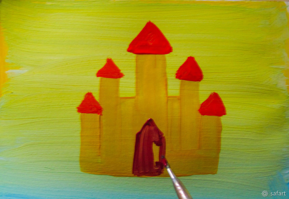 Мастер-класс для детей: рисуем сразу красками «Зимний замок», фото № 11