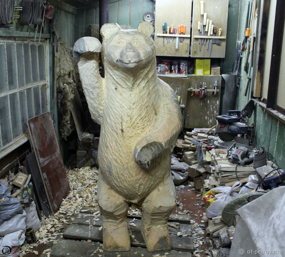 Вырезаем садовую скульптуру «Медведь», фото № 14
