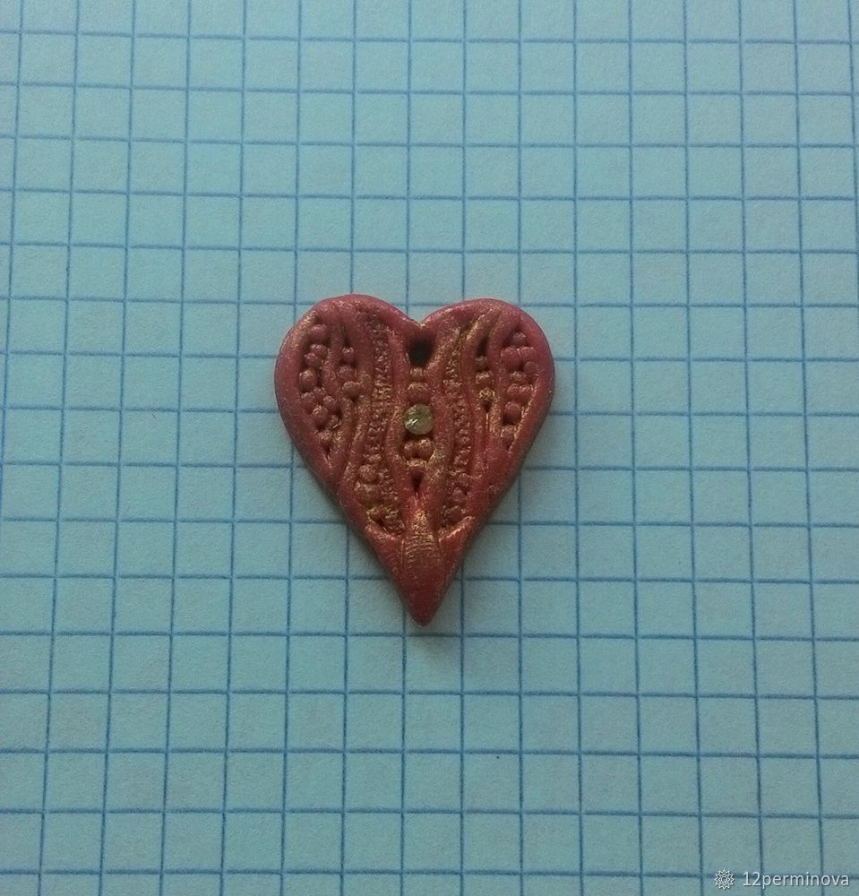 Кулон в виде сердца из полимерной глины, фото № 10