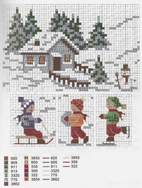 Зимние домики: 29 схем для вышивки крестом, фото № 21