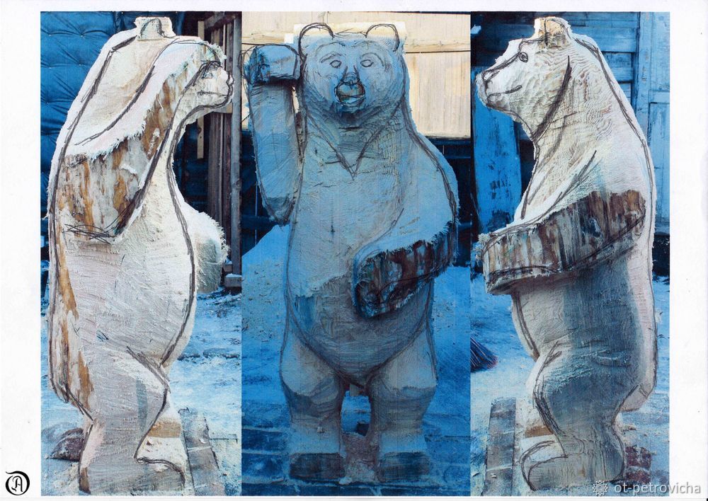Вырезаем садовую скульптуру «Медведь», фото № 11