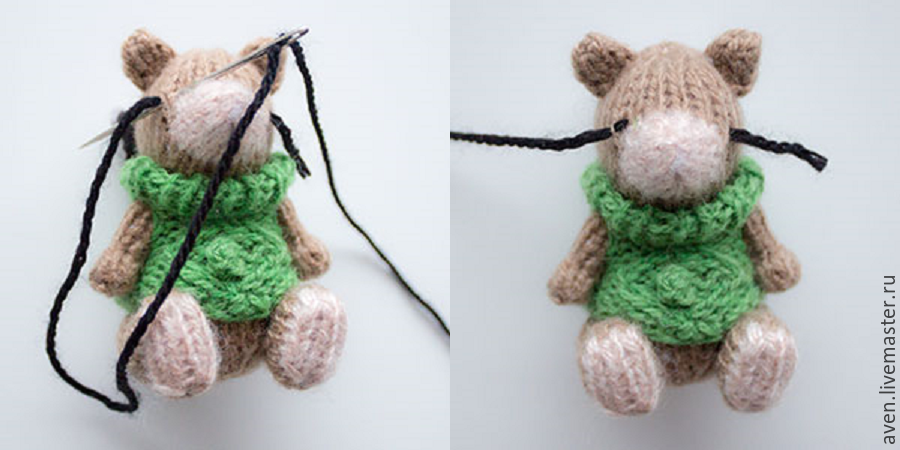 Мастер-класс: вышиваем улыбчивую мордочку вязаной игрушке, фото № 2