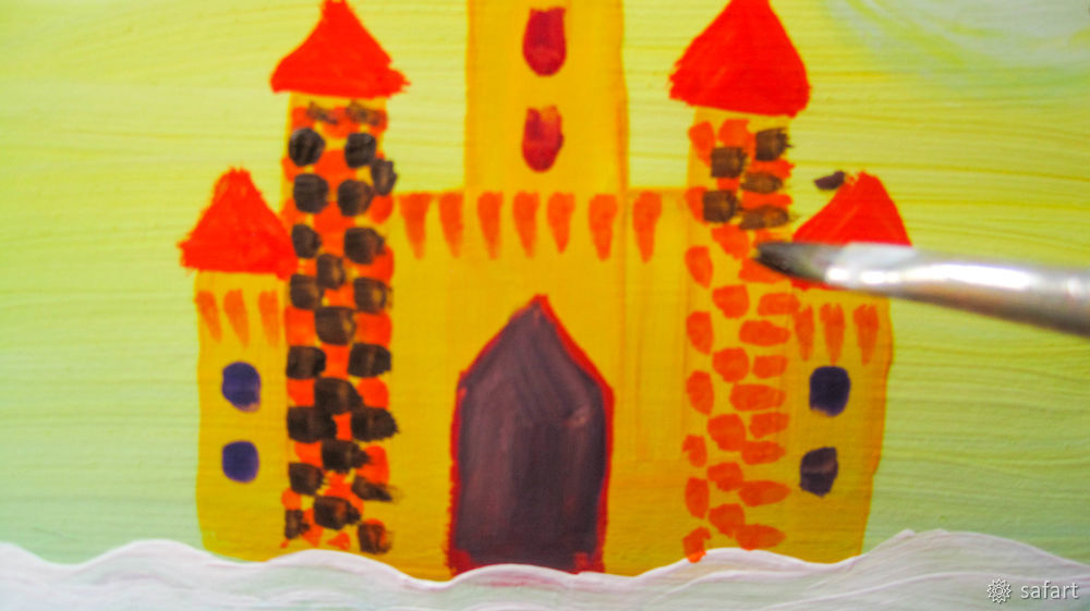 Мастер-класс для детей: рисуем сразу красками «Зимний замок», фото № 18