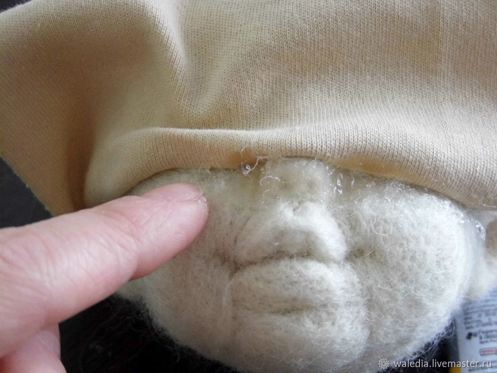 Как обклеить трикотажем голову текстильной куклы, фото № 5