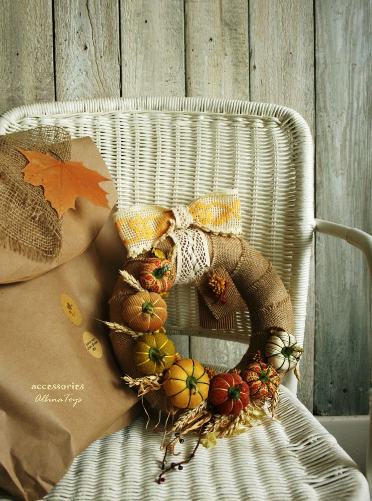 Осенний декор интерьера. Создаем венок  с текстильными тыквами, фото № 29