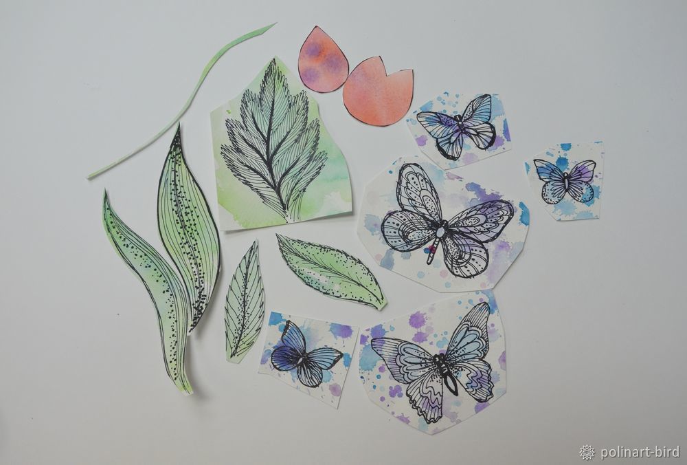Делаем из бумаги весеннюю открытку с бабочками, фото № 20