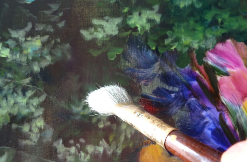 «Гладиолусы в саду»  в технике многослойной живописи, фото № 13
