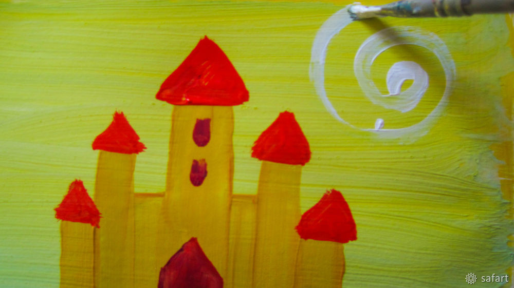 Мастер-класс для детей: рисуем сразу красками «Зимний замок», фото № 15