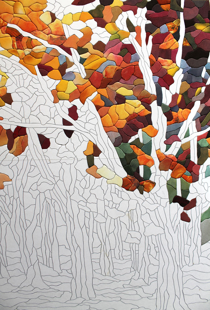 «Осенний лес»: картина в технике пэчворк без иглы, фото № 16