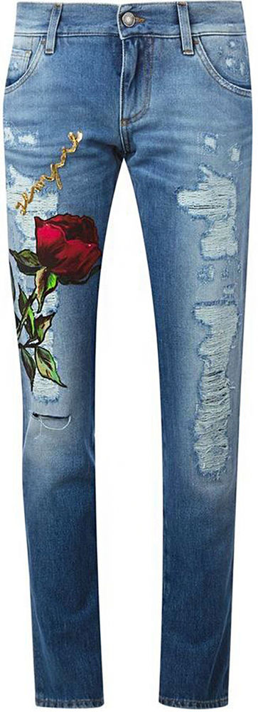 Разнообразный декор джинсов: вышивка, роспись, кружево, фото № 18