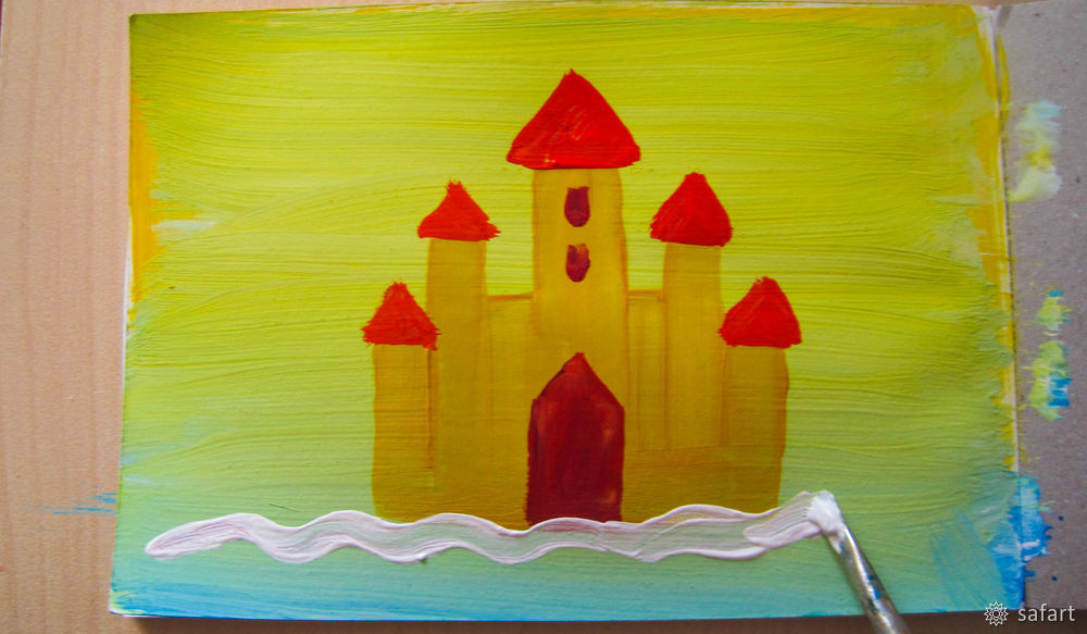 Мастер-класс для детей: рисуем сразу красками «Зимний замок», фото № 13