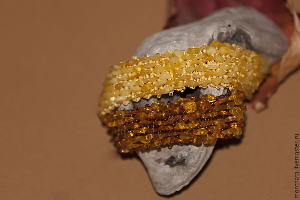 Плетем браслет из бисера и янтаря «Осенний мед», фото № 21