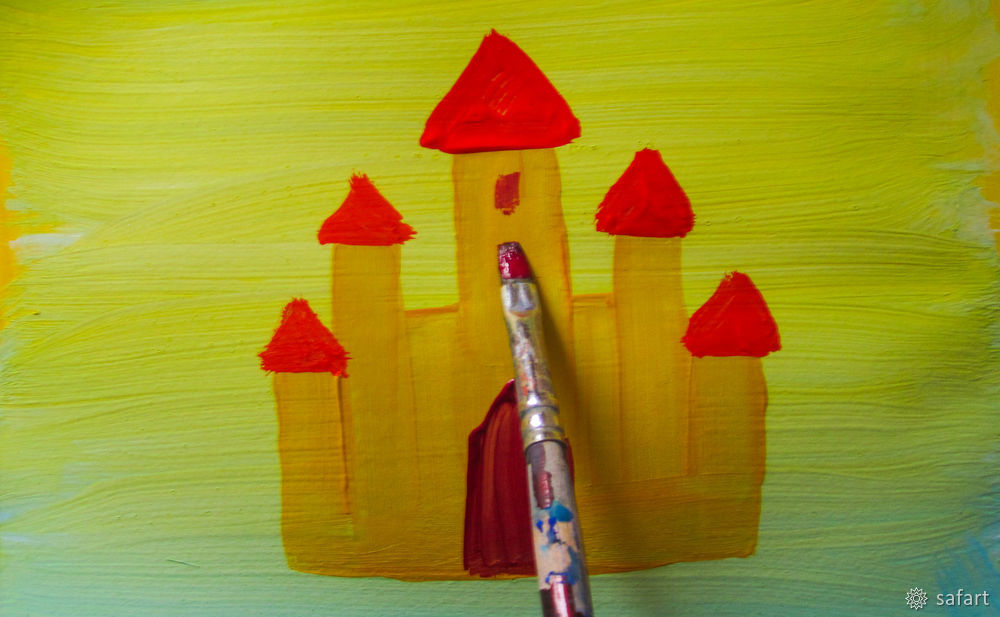 Мастер-класс для детей: рисуем сразу красками «Зимний замок», фото № 12